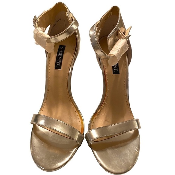Shoemint Silver Metallic Strappy Heeled Sandal Pumps - Size 6.5 - Picture 2 of 6